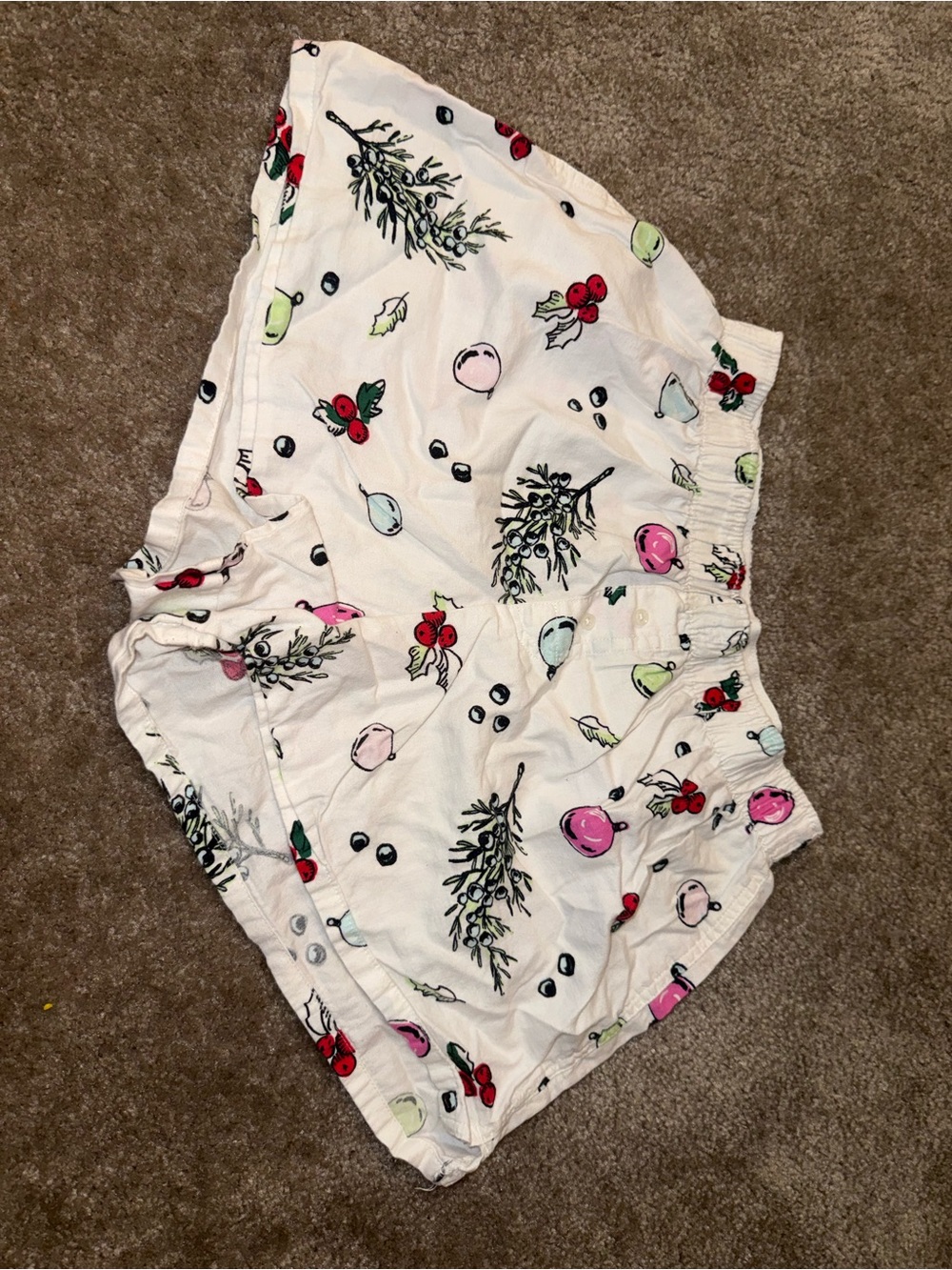 Colsie White Floral & Berry Print Cotton Sleep Shorts Booty Shorts Small